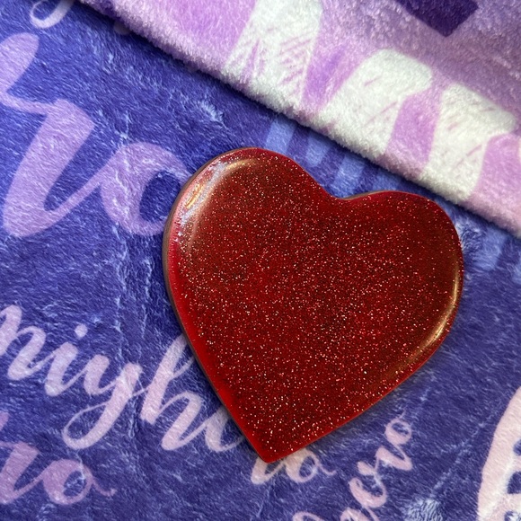 Red Heart Wine Glass with Red Heart Wood Coaster NWOT - Picture 5 of 6